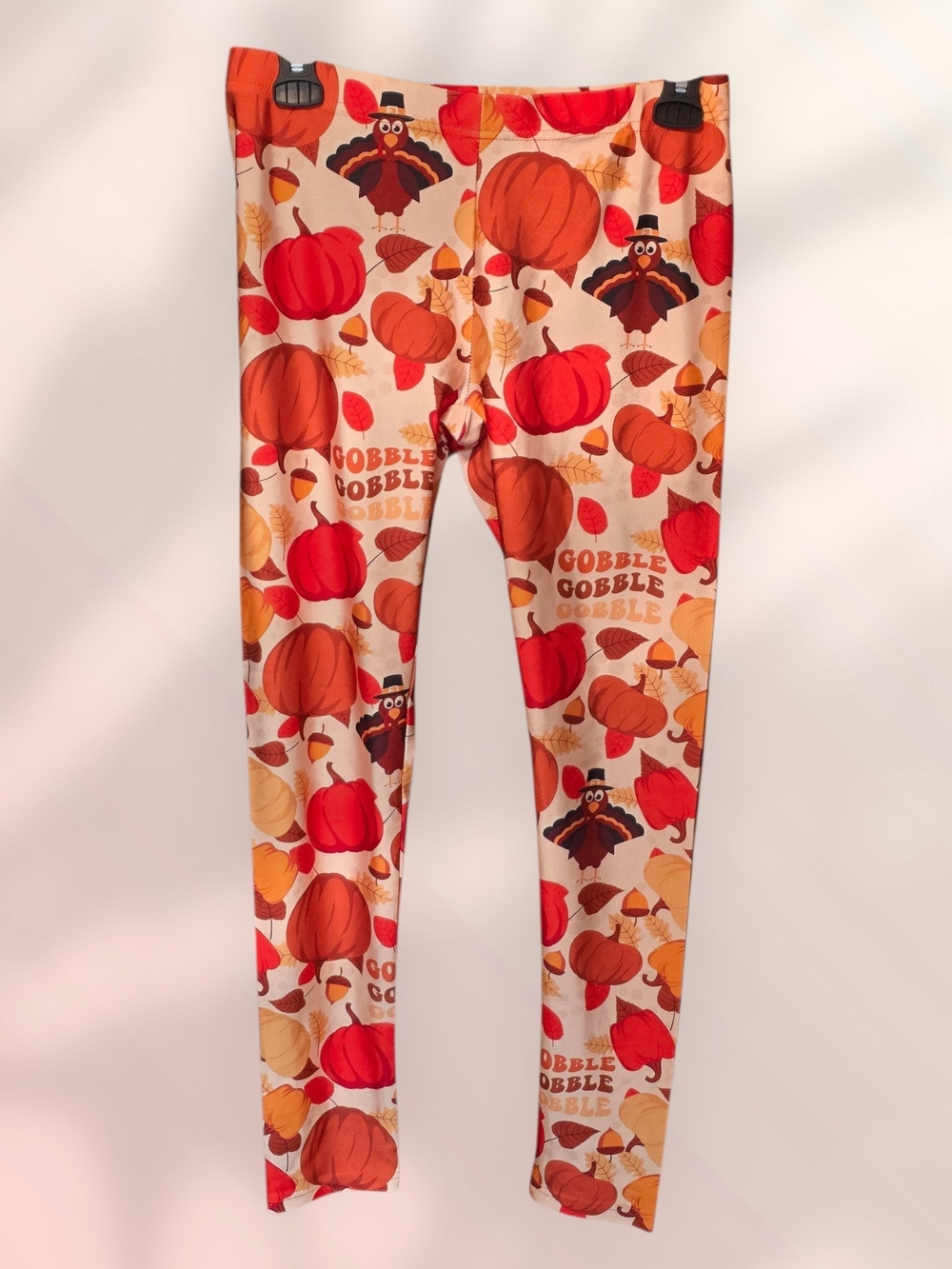 Thanksgiving Pumpkin & Turkey Leggings - Orange Print